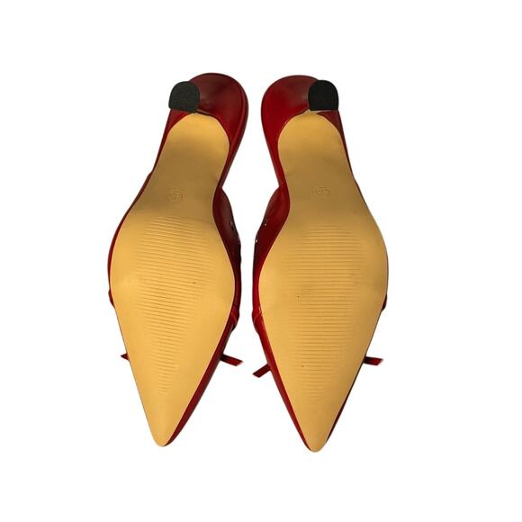 NWOT Size EU 35 (US 5) Atbell Red Bow Stud Grommit Kitten Heel Mule - Picture 4 of 5